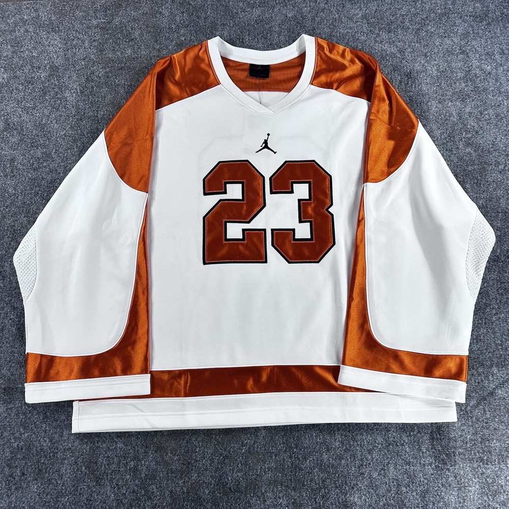 Jordan Mens Brooklyn Collegiate Hockey Jersey Size XL White Orange HV0109 133